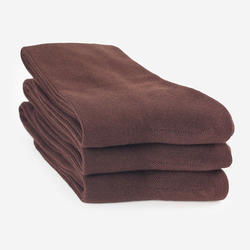 Image of COTTON DAY Women's Soft Combed Cotton Knee High Long Calf Dress Socks Seamless Toe Black White Gray Navy Blue Brown 3 Pack