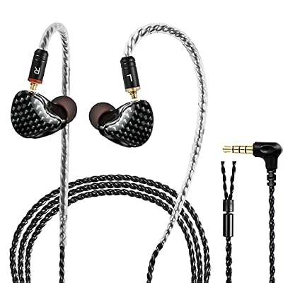 DCMEKA in Ear Monitor Headphones, HiFi Stereo IEM Earphones, Dynamic Dual Driver Wired Earbuds with Detachable Cable, Noise Canceling Headset for Singers Musicians Drummers Audiophile (Carbon Fiber)
