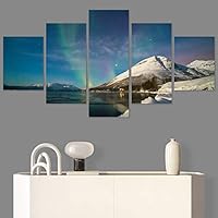 SIGNWIN 5 Panel Canvas Wall Art Astronomy & Space Contemporary Cosmic Dramatic Green Group Photography Realism Ultra for Home Decorations Ready to Hang - 60