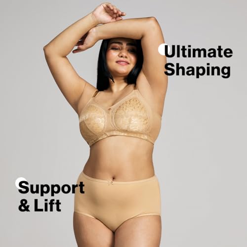 Image of NYKD NYB033 Wirefree Ultimate No Bulge, Shape & Support Non-Padded Lace Full Coverage Bra for Women
