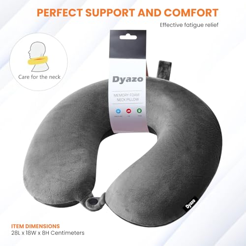 Image of Travel Neck Pillow for Travelling & Sleeping | Memory Foam Cushioning | Soft Velvet U Shape Neck Holder Pillow for Airplane Flight, Car, Train, Office Head Support for Men & Women (Grey)