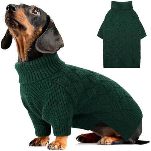 AOFITEE Hundepullover Kleine Hunde, Winter Warm Strickpullover mit Beinen | Rollkragen Hund Pullover mit Geschirr öffnung Weihnachten Hundepulli Sweater für Kleine Mittelgroße Groß