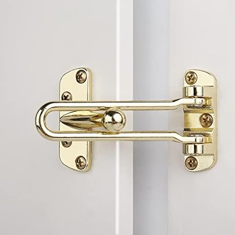 HASWARE Home Security Door Lock Swing Bar,Black Alloy Anti-Theft Door Guard Latch for Front and Inside Door, Safety Childproof Reinforcement Door Stopper (Golden) Cover