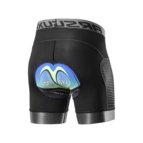 XUEZHEN Culotte Ciclismo Hombre, Culote Ciclista Hombre Pantalones Cortos de Ciclismo con Acolchado 5D y Secado rápido for Bicicleta de montaña(Black,L)