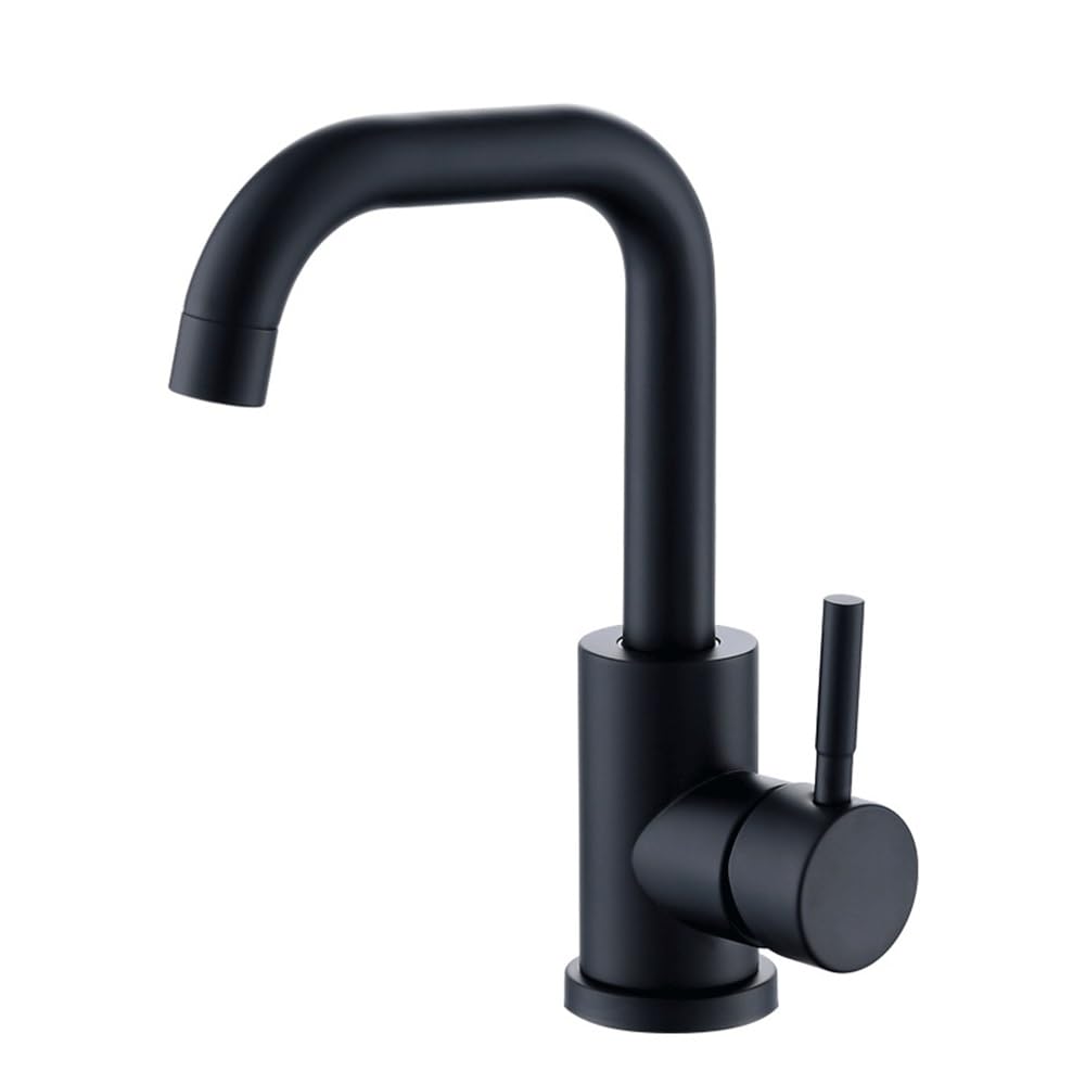 Robinet de lavabo à buse haute avec mitigeur cascade noir réglable eau chaude froide
