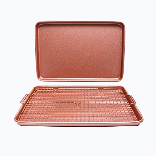 Casaware 3Pc Ultimate Commercial Weight 15 X 10 X 1-Inch Cookie Sheet/Cooling Grid Set (Rose Gold Granite) #TOP1