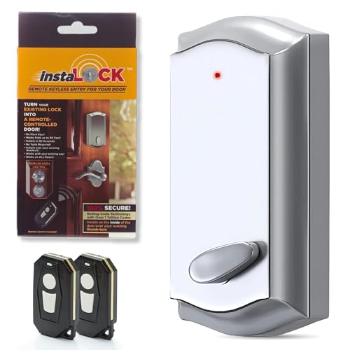 InstaLock Smart Remote Door Lock for Existing Deadbolt - Installs in 30 Seconds - Enjoy Automatic Keyless Entry with Tool Free Installation - Includes Conversion Kit and Two Wireless Remotes (Silver)