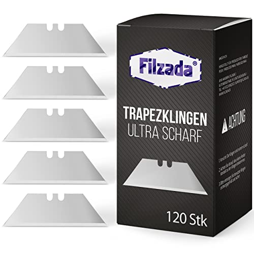 Filzada® 120x PROFI Trapezklingen für Teppichmesser - Ultra scharfe Teppichmesser Klingen - 0,6 mm stark