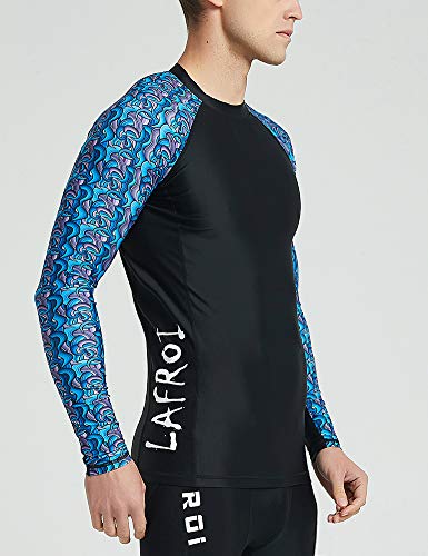 LAFROI Men's Long Sleeve UPF 50+ Baselayer Skins Compression Rash Guard (Swirl, XXL)