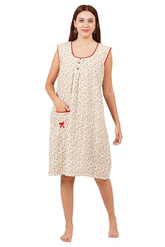 Image of Breezly Woman's Long Short Calf Length Pure Cotton Nighty
