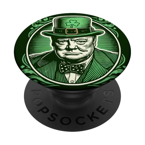 Funny St Patricks Day Patriotic Irish Winston Churchill PopSockets PopGrip Adhésif