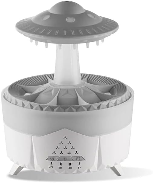 Mushroom Air Humidifier - Rain Cloud humidifier Water drip, Raindrop Diffuser with Remote | H2O Essential Oil Aromatherapy, Nature-Inspired Humidifier (White)
