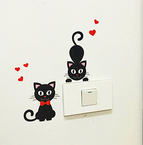 Sticker removible gatos negros caricatura 5 piezas miniatura 3