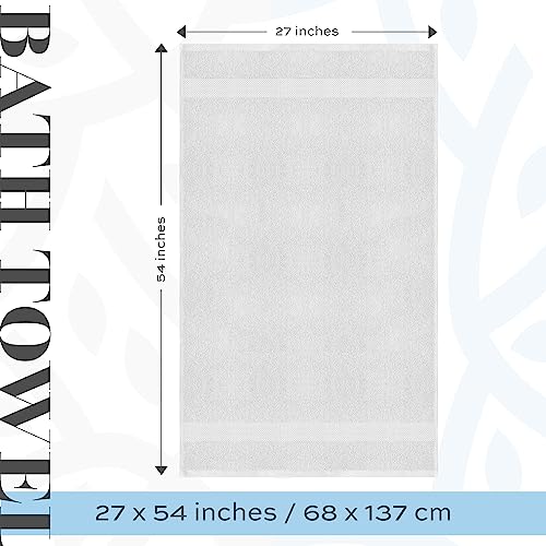 Image of White Classic Luxury Bath Towels Set of 4 Large - 700 GSM Cotton Ultra Soft Bath Towels 27x54 | Highly Absorbent and Quick Dry | Hotel Towels for Bathroom Luxury, Plush Shower Towels, Silver