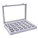 Pasutewel Velvet 30 Grid Jewelry Tray Box Removable Display Case Organizer with Glass Lid