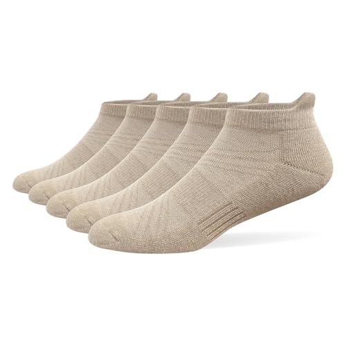 Women's & Men's Breathable Athletic Running Low Cut Socks Cotton Cushioned Ankle Tab Socks, 5 Pairs