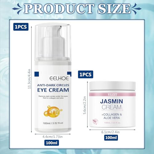 2 Stück Jasminsalbe Plus + Jasmin Salbe Augen, Jasminsalbe Augenringe Schlupflider, Aktiv-Jasminsalbe, Jasmin Creme Augenringe Gegen TräNensäcke, Augen- und Gesichtspflege für Damen und Herren