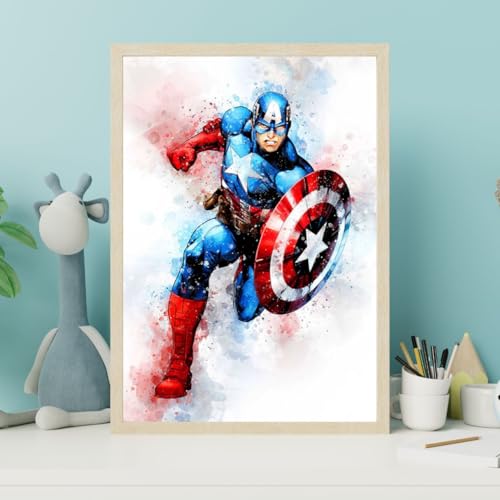 Ma Little Canv Affiche Super Héros - Décoration murale pour chambre d'enfant fille ou garcon - Motif Marvel Spiderman, Hulk, Captain, Ironman Thor et Batman | Sans...