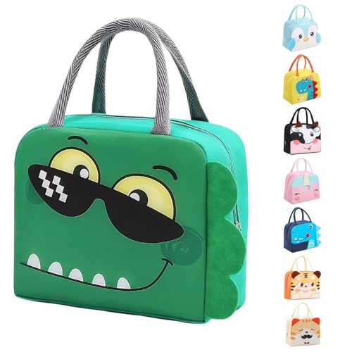 Bolsa isotérmica para el almuerzo para niños, pequeña bolsa térmica con lámina de aluminio, portátil, bolsa isotérmica, plegable, aislante para la caja de almuerzo, hervidor de agua (dinosaurios