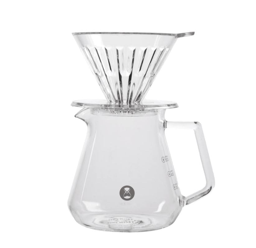 Timemore Crystal Eye V60 Brewer Set 02, Pour Over Coffee Maker Kit, Durable Tritan Dripper, Glass Server, Measuring Spoon, Easy Manual Brewing for Home, Office & Café - Clear, 1-4 Cups