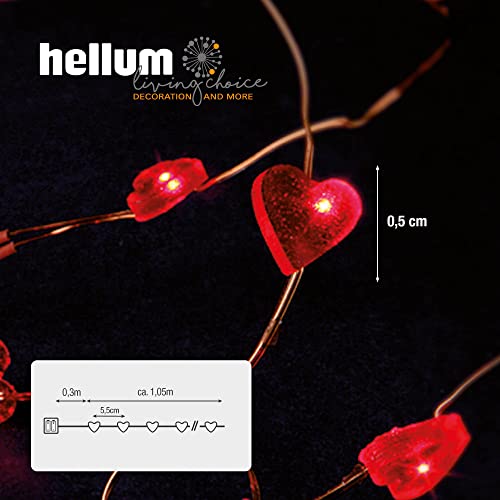 hellum LED Lichterkette Batterie mit Herzen (2xAA), 20 rote LED, für innen – Ansicht 4