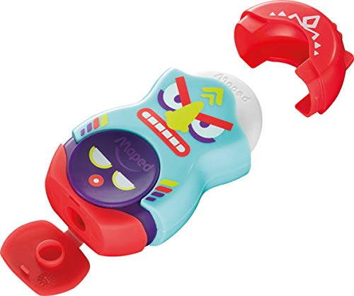 Apontador com Borracha, Maped, Loopy Totem com refil, 49130, Cores Sortidas