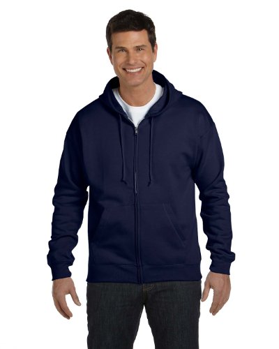 Hanes Men's Full-Zip EcoSmart Fleece Hoodie (X-Large, 1 Black + Navy)