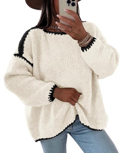 KIRUNDO Womens Sweaters 2026 Fall Oversized Long Sleeve Chunky Knit