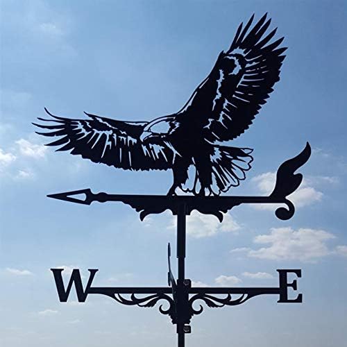 HXSD Metal Black Weathervane Roof Mount Weather Vane Outdoor Patio Yard Barn Shed Roof Stake 50cm Tall,Bald Eagle