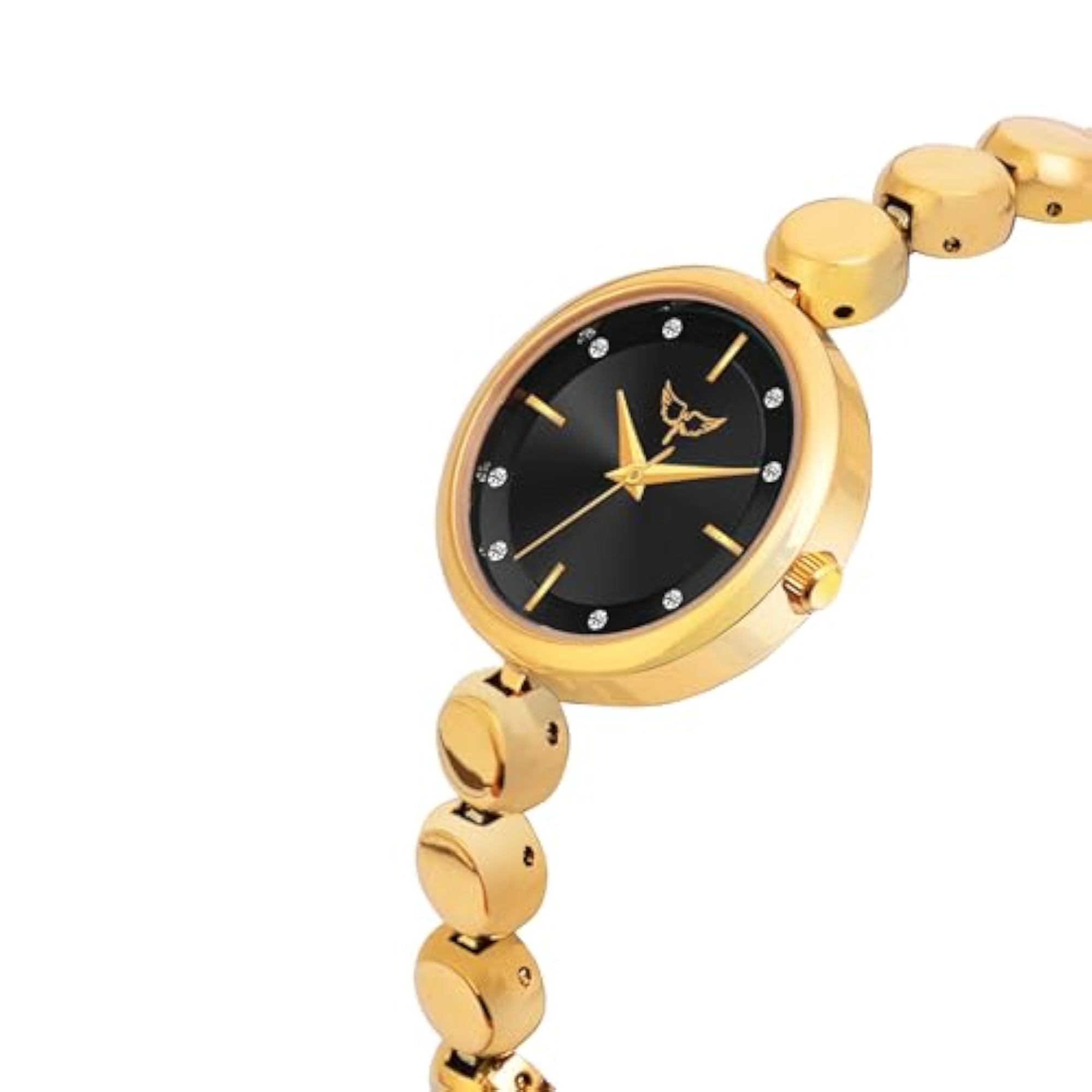 Women's Chic Quartz Brass Analog Multicolor Dial Gold Metal Strap Watch