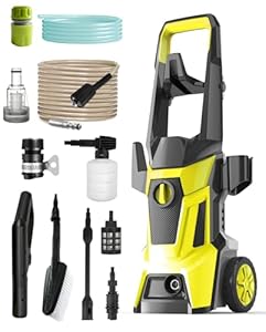 High Pressure Washer 1800W, 135 Bar Electric Power Washer with 420L/H Water Flow, Adjustable Spray Nozzle, Auto Start-Stop, Overheat Protection, 5M Hose for Cars, Patios, Bikes & Garden Furniture