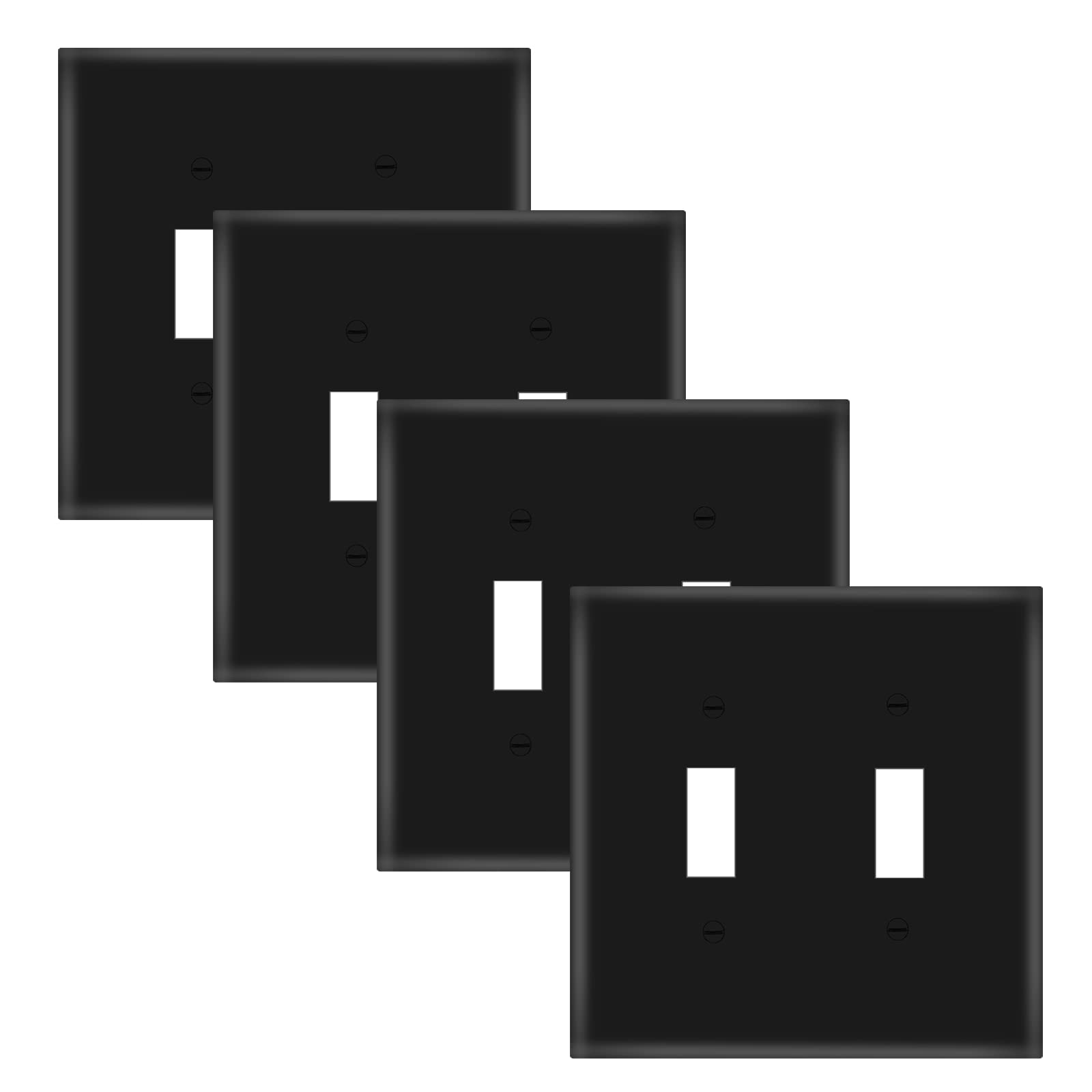 Toggle Light Switch Cover Double Switch Plate Covers 2-Gang Decorator Wall Plate Dual Switch Faceplate, Black (4-Pack)