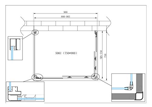 Decorspace Duschkabine – Acryl, 3-seitig, Höhenverstellbar, 80x100x80 Cm, Made In Italy