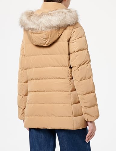 Tommy Hilfiger Damen Steppjacke Heritage Down Tyra Jacket With Fur Lang, Grün (Classic Khaki), L – Ansicht 3