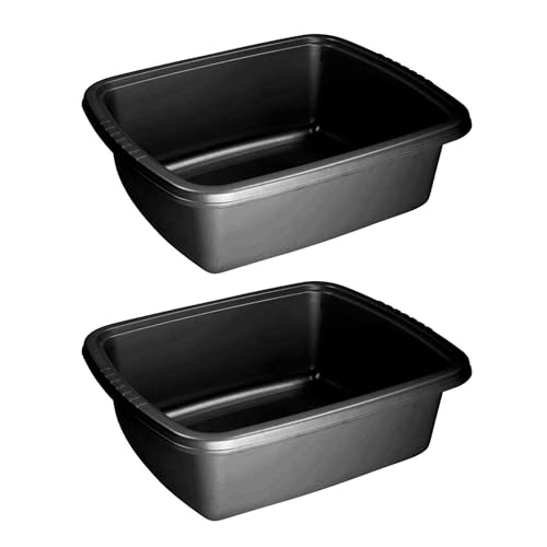 YBM HOME Plastic Dish Pan Basin, Black, Pack of 2