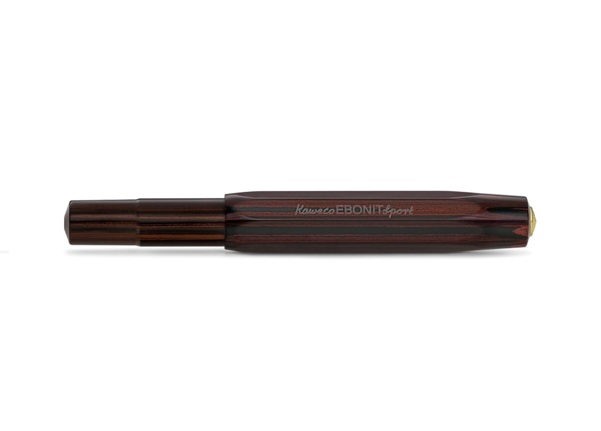 Kaweco EBONIT SPORT Füllhalter I Exklusiver Füllfederhalter für Tintenpatronen mit hochwertiger Feder inkl. Retro Faltbox und 10er Pack Tintenbox I Füller Länge 13cm I Federbreite: F (Fein)