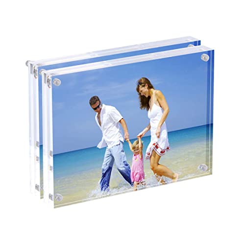 Consejos para Comprar Marcos de fotos , listamos los 10 mejores. 46 Marcos de fotos acrílicos, paquete de 2, marco magnético de doble cara de 4 x 6 pulgadas, pantalla de tarjetas postales sin marco de escritorio (Transparente, 4 x 6 pulgadas)