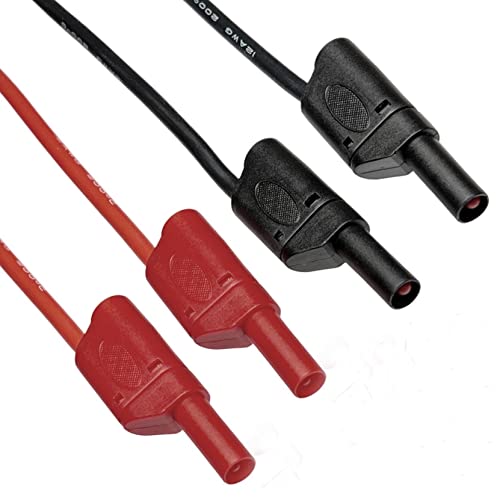 Image of CESS-212 Safety Banana Cable - 2 Pairs, 3 Feet Length, 12 AWG Soft Silicone, Male to Male Test Leads, Tinned Copper Wire for Secure Electrical Testing