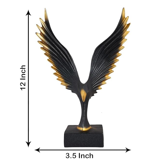 Image of Resin Eagle Wing Figurines Sculptures Home Decor Showpiece Feng Shui Vastu Eagle Wing Statue for Home Decor Showpiece (Multicolor) (Black)