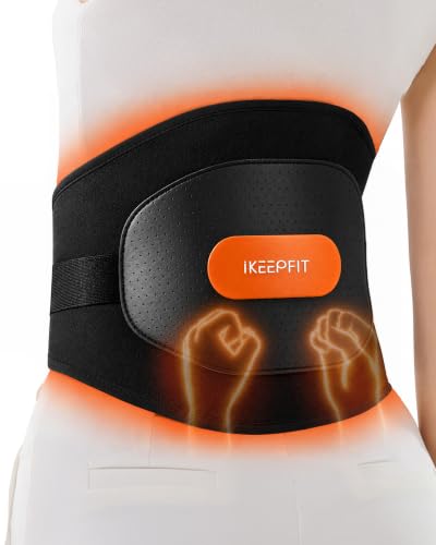 Image of IKEEPFIT Portable Heating Pad for Back, FSA Eligible HSA, Cordless Heat Belt with Massager for Lower Back Pain Relief, Battery Powered 8000 mAh Rechargeable, MAXwarm 3.0, Gift for Women Men 90-310 lb