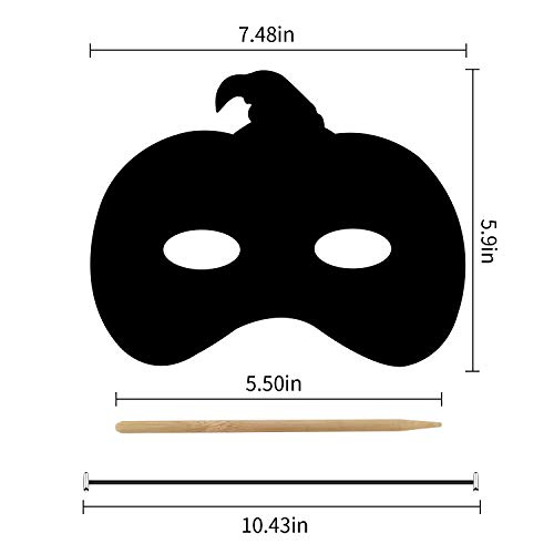 Halloween Party Favors - Halloween Crafts - 24Pcs Magic Rainbow Scratch Art Masks Kits Bulk - Skeleton Cat Witch Pumpkin Bat Spider Decorations For Kids Ages 3-5 4-8 Classroom Birthday Party #TOP2