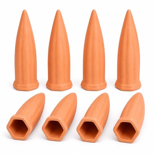 JQTOP 8 Pack Terracotta Plant Watering Stakes Automatic Self Watering Spikes for Wine Bottles Vacation Plant Watering Devices for Indoor & Outdoor Plants