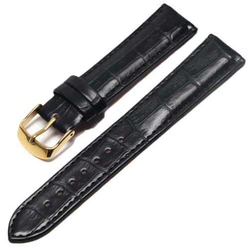 Image of 18mm 20mm 22mm 24mm 26mm 28mm 30mm 32mm Genuine Leather Black Brown Light Brown Blue Silver Rose Yellow Golden Silver Buckle Clasp Watch Band Strap for Men and Women