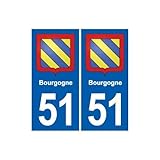  51 Bourgogne blason autocollant plaque stickers ville - Angles : droits