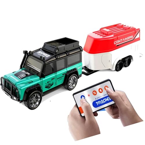 Image of Mini Alloy Off-Road RC Car for Kids 6+ 1:64 Scale Remote Control Car Toys Strip Lights, 2.4Ghz, USB Rechargeable (Green)