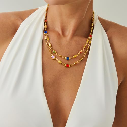 Rhinestone Colorful Choker Necklace for Women Crystal Necklace Gold Choker Wedding Jewelry2