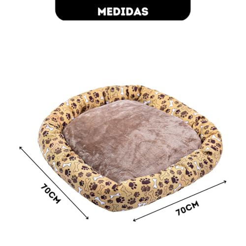 Caminha Pet G - Cama pet GRANDE - FUNDO IMPERMEAVEL E COM ZIPER (BEGE, G- 70x70cm)