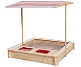 Miganeo Sandkasten mit Wasser-Matsch-Bereich und Dach Sandkiste Sandbox 75203