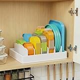 Lifewit Kitchen Cabinet Organizer for Food Contanier Lid, Lid Holder with 6 Adjustable Dividers & 7 Sections for Pantry Organizers and Storage, Home Drawer Organization, Large, 13' x 10'