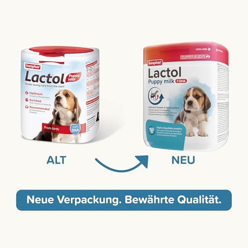 BEAPHAR - Lactol Aufzucht-Milch - Fûr Hundewelpen - Von Geburt An - Muttermilchersatz Mit DHA, Vitaminen Und Mineralien - Unterstützt Gesunde Aufzucht Und Stärkung - 500 g